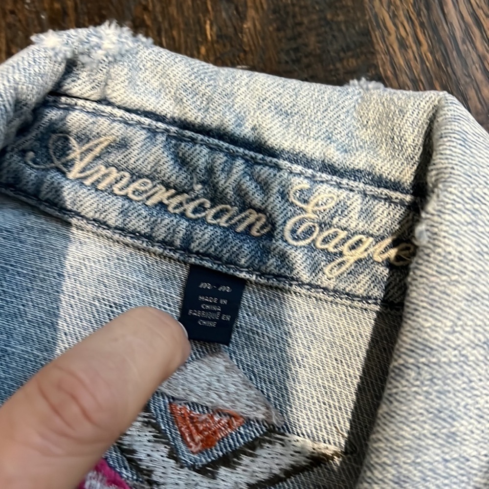 American Eagle Boho Distressed Jean Jacket - Medium - Picture 4 of 4